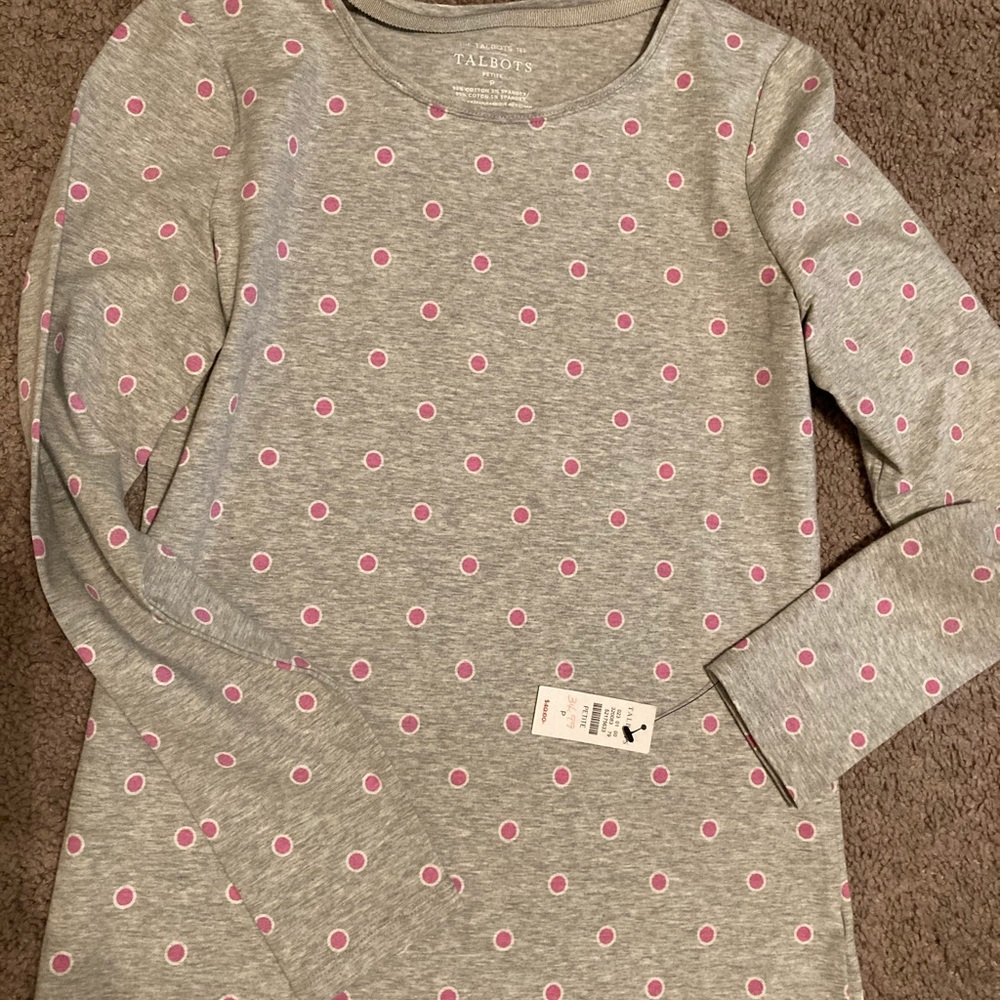 Talbots long sleeve gray with pink T-shirt
